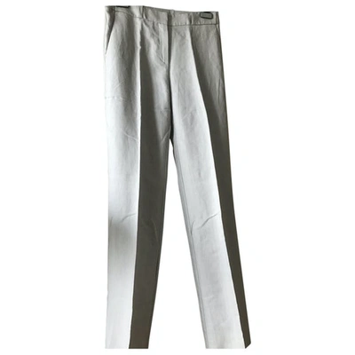 Pre-owned Max Mara Linen Trousers In Beige
