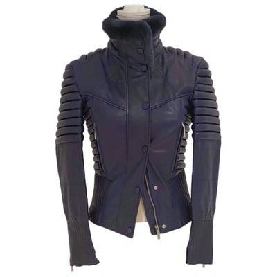 Pre-owned Versace Leather Jacket In Purple