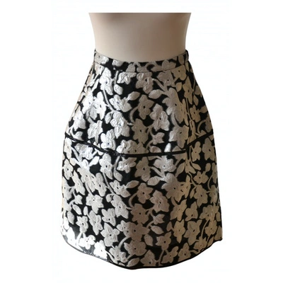 Pre-owned Oscar De La Renta Silk Mid-length Skirt In Silver