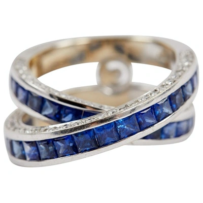 Pre-owned David Morris White Gold Ring In Blue