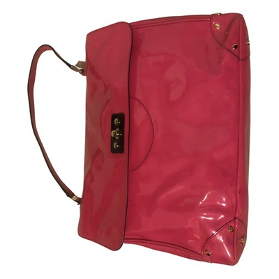Pre-owned Nicole Farhi Patent Leather 24h Bag In Pink