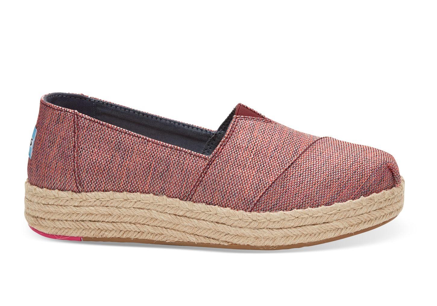Toms Pomegranate Woven Melange Women's Platform Espadrilles Shoes | ModeSens