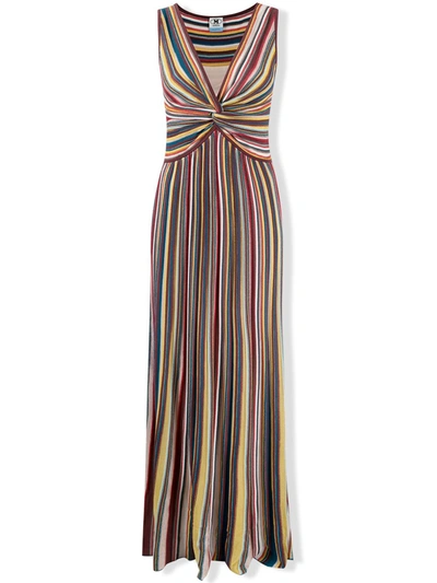 M Missoni Gathered V-neck Maxi Dress In Blue