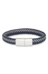 Nordstrom Woven Leather Bracelet In Navy- Silver