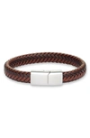 Nordstrom Woven Leather Bracelet In Chocolate- Silver
