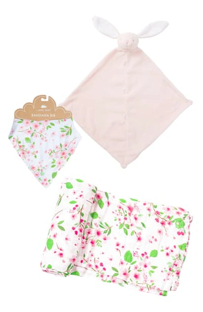 Angel Dear Bunny Blanket & Floral Muslin Swaddle & Bib Set In Cherry Blossom