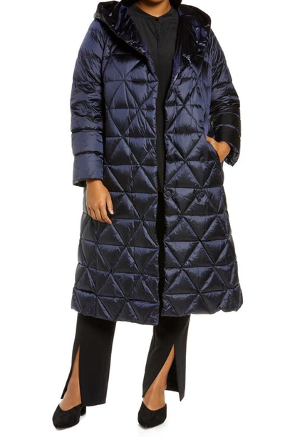 Marina Rinaldi Paniere Water Repellent Quilted Down Coat In Dark Navy