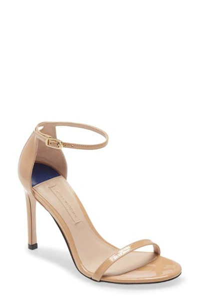 Stuart Weitzman Nudistsong Ankle Strap Sandal In Adobe Patent