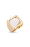 Soko Open Square Statement Ring In Gold