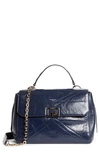 Givenchy Medium Id Aged Leather Top Handle Bag In 410-navy