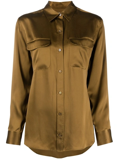 Equipment Women's Signature Button-up Silk Blouse In Green