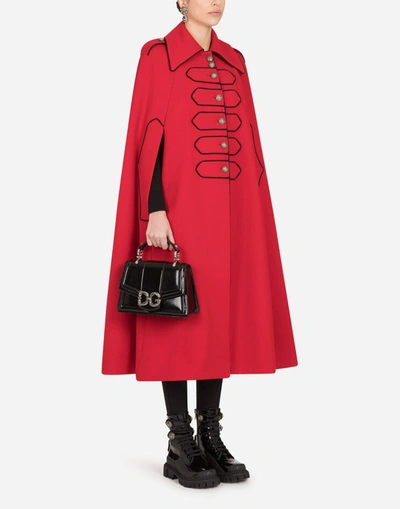 Dolce & Gabbana Woolen Cape With Piping In Red