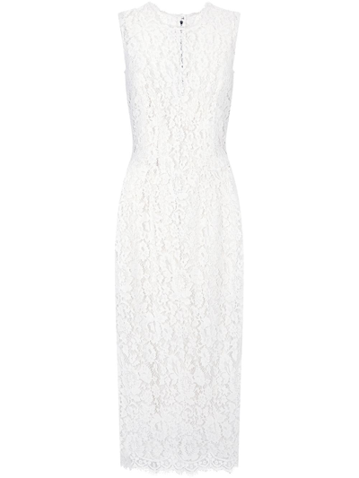 Dolce & Gabbana Sleeveless Cordonetto-lace Midi Dress In Weiss