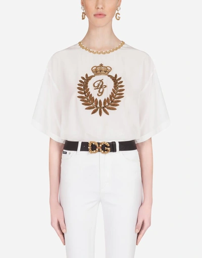 Dolce & Gabbana Crepe De Chine Blouse With Laurel Embroidery
