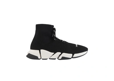 Pre-owned Balenciaga  Speed 2.0 Lace Up Black White In Black/white