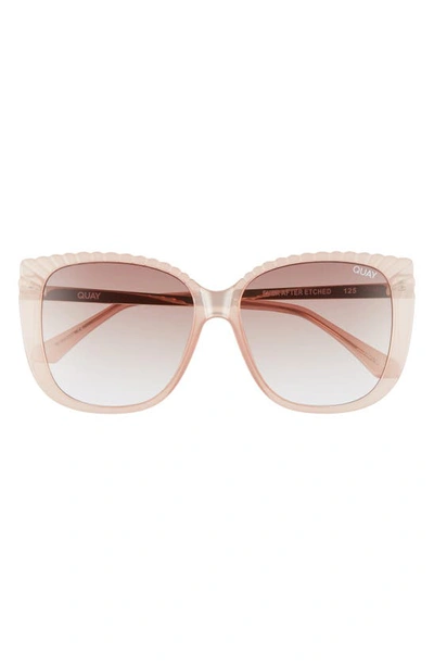 Quay Ever After 58mm Gradient Etched Square Sunglasses In Blush/ Brown