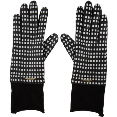 Undercover Black & White Sheepskin Printed Gloves In Black Base