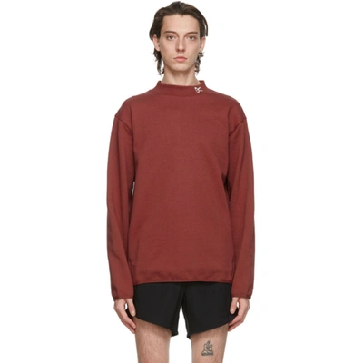 District Vision Logo-embroidered Loopback Cotton-jersey Mock-neck Sweatshirt In Burgundy