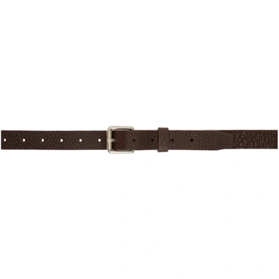 Lemaire Brown Leather Belt In 449 Dark Br