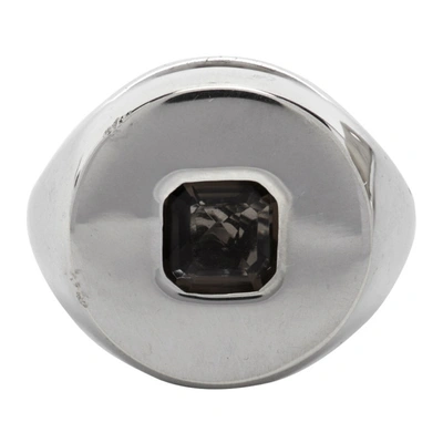 Alan Crocetti Ssense Exclusive Silver Smoky Quartz Exhibit Ring In Rhodium
