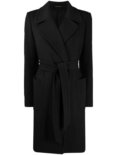 Tagliatore Tied-waist Wool Coat In Black