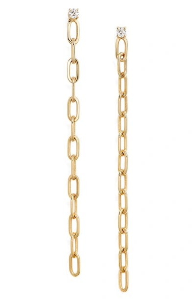 Ef Collection Diamond Chain Link Drop Earrings In Yellow Gold
