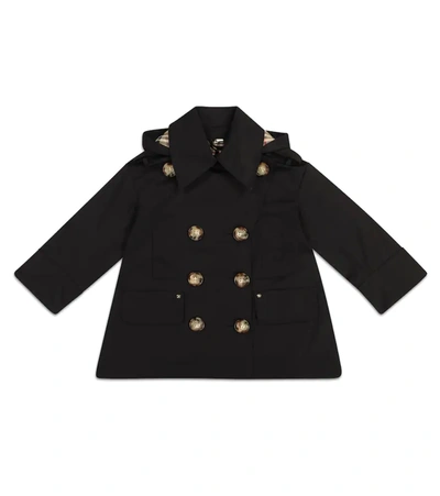 Burberry Kids Gabardine Hooded Trench Coat (3-12 Years) In Black