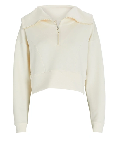 Lanston Cropped Half-zip Sweatshirt In Ivory