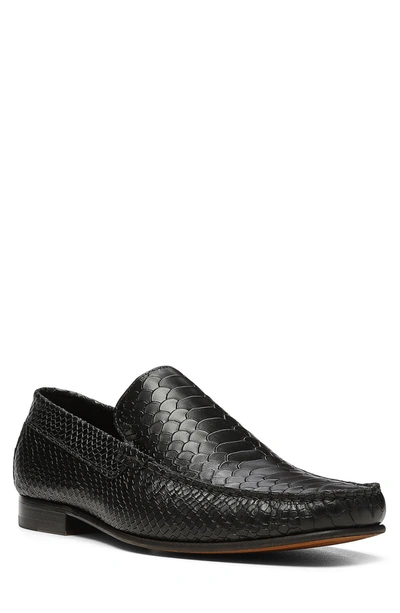 Donald Pliner Croc Embossed Leather Venetian Loafer In Black