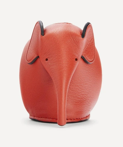 Loewe Elephant Leather Bag Charm In Pumpkin