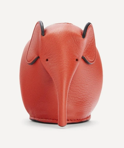 Loewe Kids' Elephant Leather Bag Charm In Pumpkin
