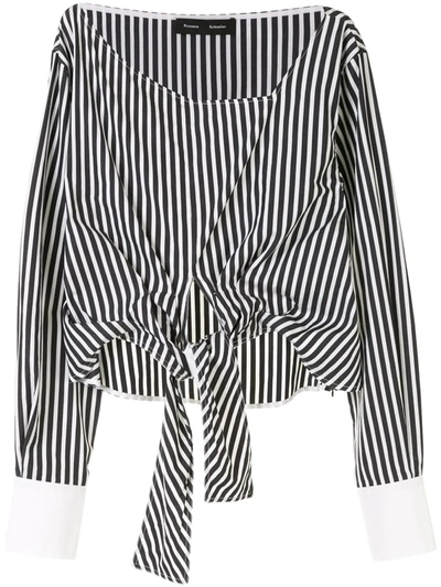 Proenza Schouler Striped Self-tie Cotton Poplin Top In Black/ White