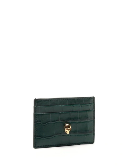 Alexander Mcqueen Women's Green Leather Card Holder