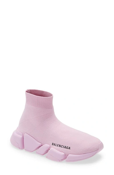 Balenciaga Speed 2.0 Stretch-knit High-top Sneakers In Pink