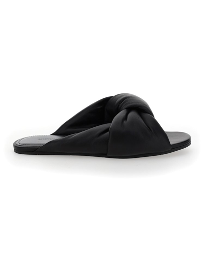 Balenciaga Drapy Knotted Padded-leather Slides In Black