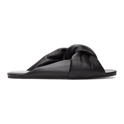 Balenciaga Drapy Flat Sandal In Black Smooth Nappa Lambskin