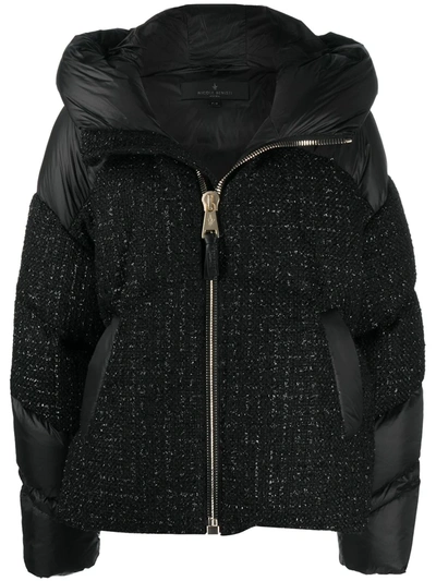 Nicole Benisti Contrast-panel Hooded Down Jacket In Black