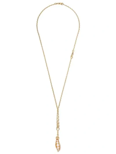 Annoushka 18kt Yellow Gold Mythology Peapod Seed Diamond And Pearl Pendant Necklace