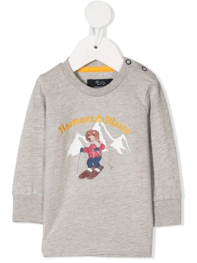 Harmont & Blaine Junior Babies' Ski Print T-shirt In Grey