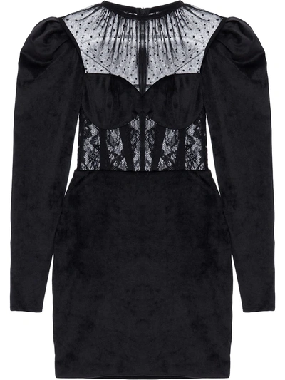 Patbo Velvet Bustier Mini Dress In Black
