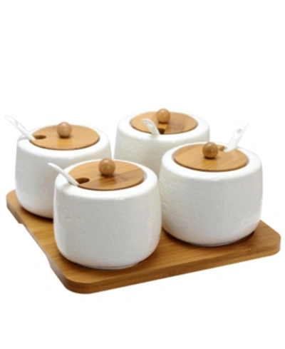 Elama Ceramic Spice Jars, Set Of 4 In Offwhite