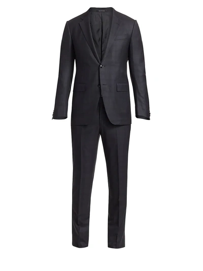 Ermenegildo Zegna Torino Wool Textured Suit In Dark Charcoal