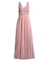 Basix Black Label Women's Pleated Metallic A-line Gown In Pink