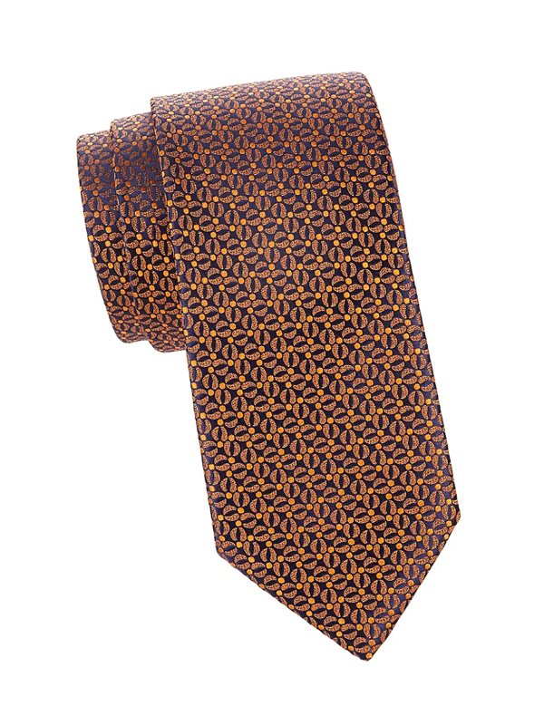 Charvet Men's Neat Pattern Silk Tie In Orange Yellow | ModeSens