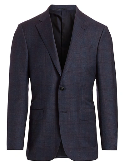 Ermenegildo Zegna Plaid Wool Jacket In Blue