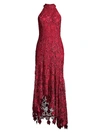 Shoshanna Women's Grazie Floral Lace Halter Dress In Scarlett Red