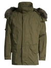 Yves Salomon Fox Fur-trim Hooded Parka In Hunter Green