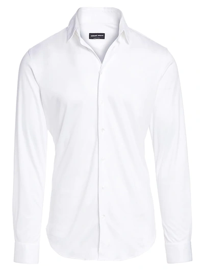 Giorgio Armani Solid Interlock Sport Shirt In White