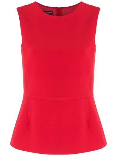 Emporio Armani Peplum Tank Top In Red