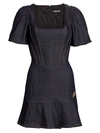 I.am.gia I.am. Gia Chelsey Puff-sleeve Denim Flare Dress In Blue
